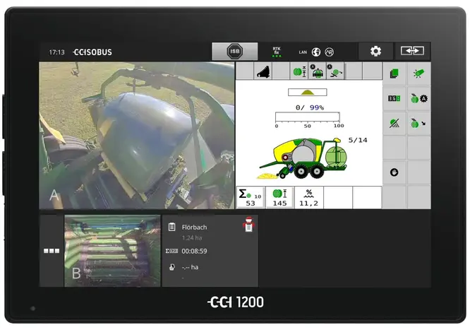 Pour des combinés d'enrubannage, une caméra placée dans la chambre de pressage permet de surveill