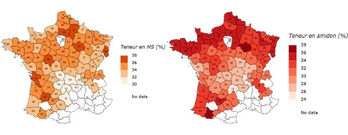 Teneur en matière sèche et amidon par département